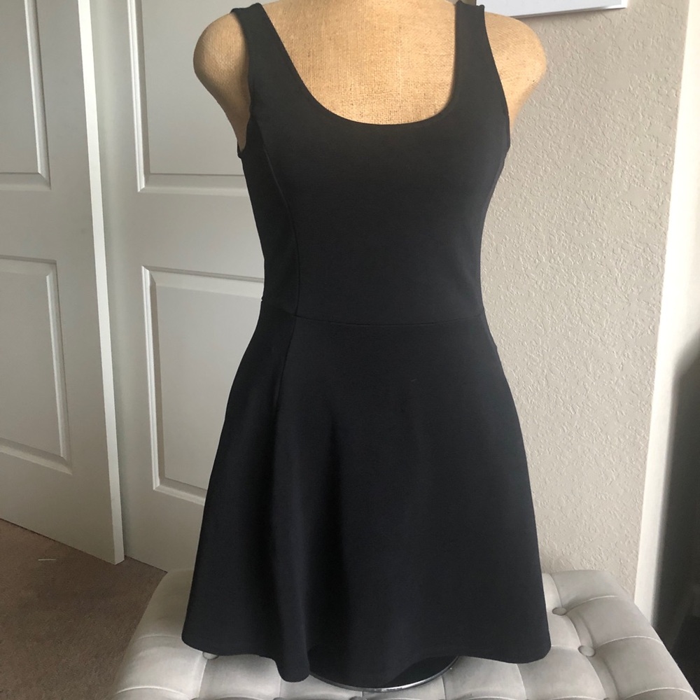 Divided Ribbed Little Black Dress